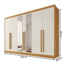 Ver imagem 4 de Guarda-roupa Casal Alba Plus 6 Portas 4 Gavetas 100% Mdf com Espelho Peroba/off White - Mademarques
