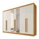 Ver imagem 2 de Guarda-roupa Casal Alba Plus 6 Portas 4 Gavetas 100% Mdf com Espelho Peroba/off White - Mademarques