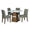 Conjunto de Mesa Sala de Jantar Trieste 0,90m Quadrada com 4 Cadeiras Estofado Suede - 1