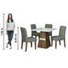 Conjunto de Mesa Sala de Jantar Trieste 0,90m Quadrada com 4 Cadeiras Estofado Suede - 6
