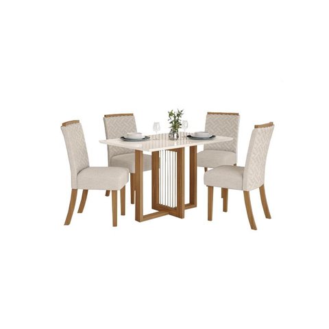 Mesa Jantar Natali 120 4 Cadeiras Malu Linho - Henn