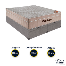 Cama Box Baú Bipartido Casal Cinza e Colchão Airtech Springpocket Molas Ensacadas Ortobom - 3