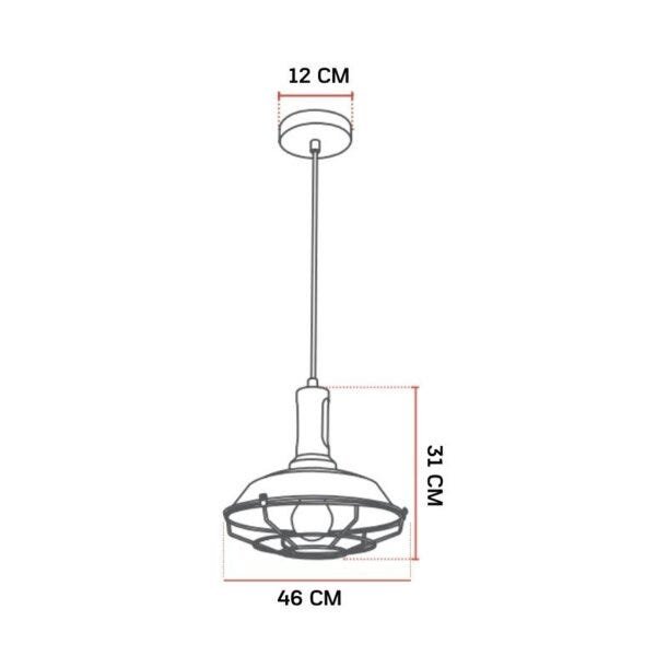 Luminária Pendente Industrial Tennesse Preto Pequeno 26cm Único - 2