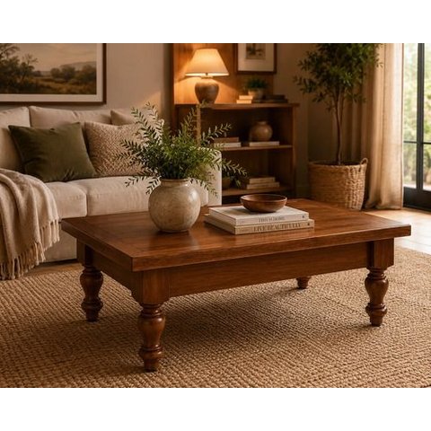 Mesa de Centro Sala Retangular Madeira Maciça 75x55 Castanho