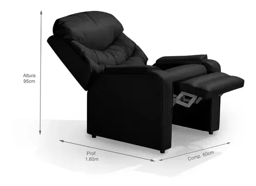 Ver imagem 3 de Poltrona Reclinável Papai Luxo D28 Estética - Corano Preto