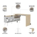 Ver imagem 7 de Mesa Escrivaninha Industrial 136cm Dhabi A06 Carvalho/branco - Mpozenato