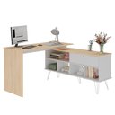 Ver imagem 2 de Mesa Escrivaninha Industrial 136cm Dhabi A06 Carvalho/branco - Mpozenato
