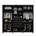 Ver imagem 2 de Guarda-Roupa Casal Valenza 6 Portas 4 Gavetas Ripado 100% MDF com Espelho Grafite - Pnr Móveis