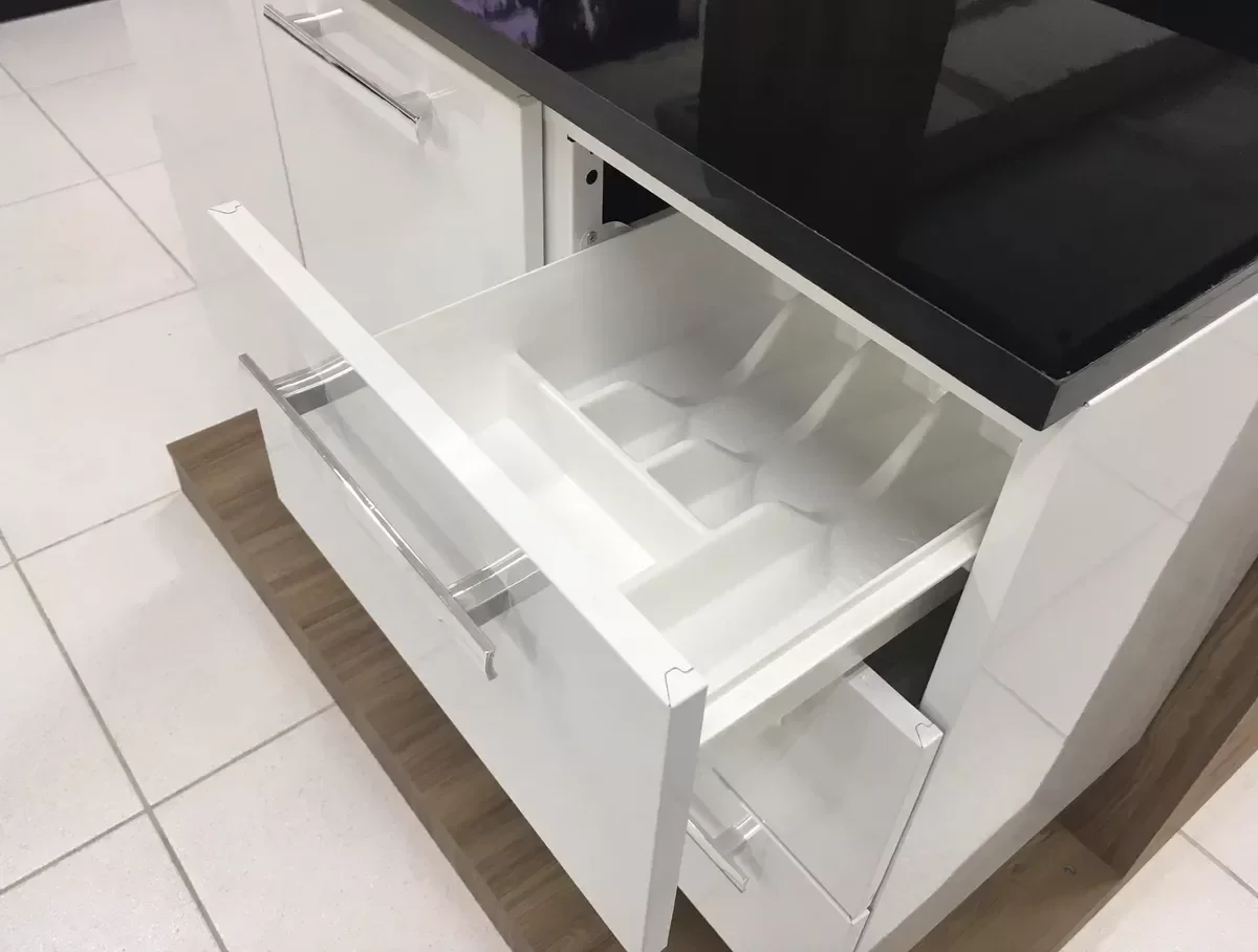 Conjunto Cozinha Completo para Pia 1,60metros Gabinete 3 Gavetas + Aéreo + Paneleiro 100% em Aço - V - 10