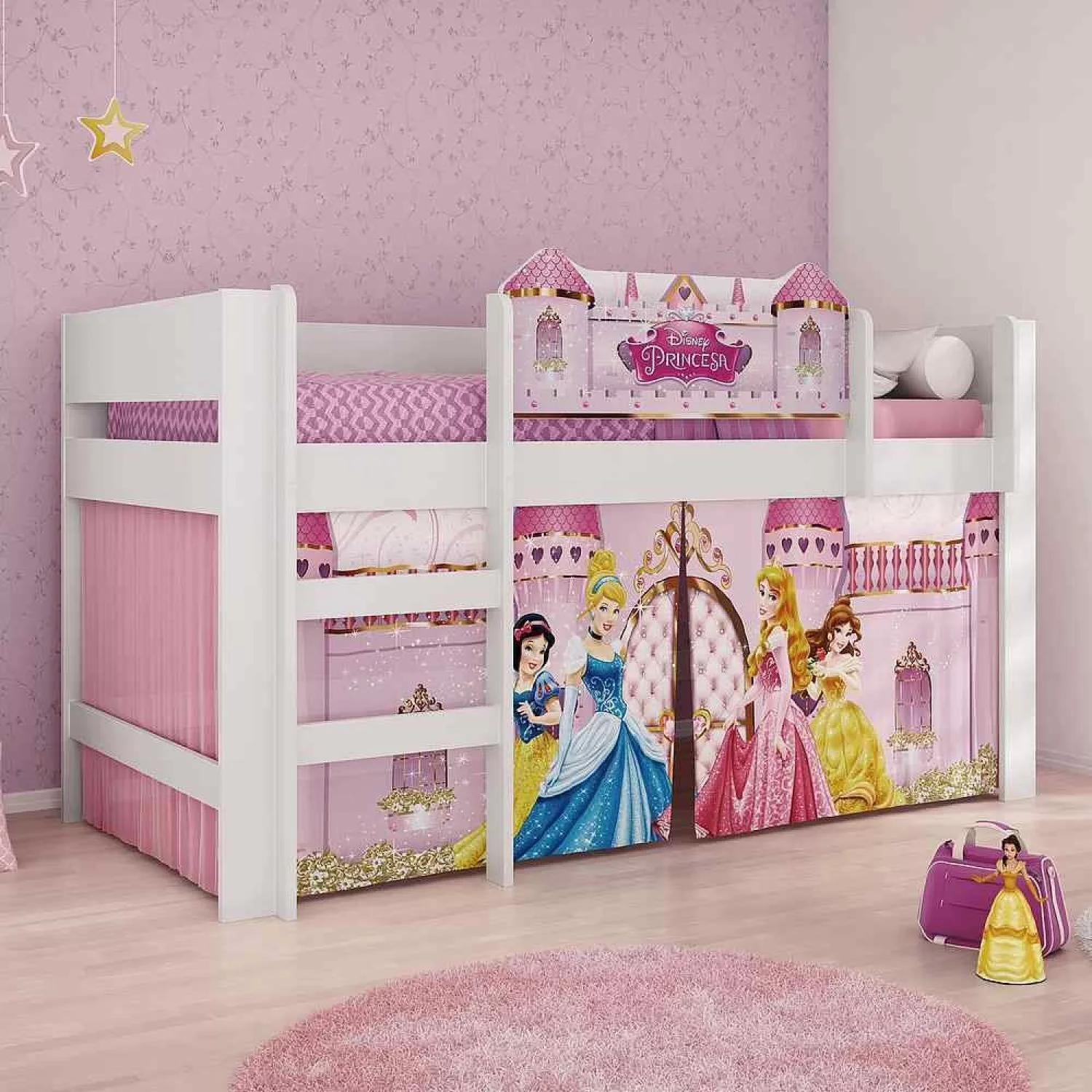 Ver imagem 1 de Cama Infantil Alta Princesas Disney Play Pura Magia