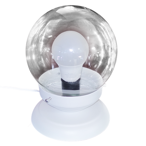 Abajur Bola de Cristal Branco C/esfera 10x15 Vidro Incolor