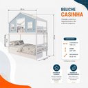 Ver imagem 3 de Beliche Solteiro Casinha Dos Sonhos Varanda Madeira Maciça Branco e Azul Housin