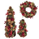 Ver imagem 1 de Kit Decoração de Natal Árvore Guirlanda Pinhas Berries Flor