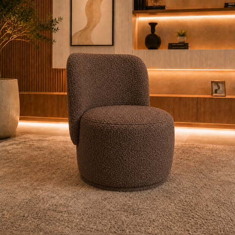 Poltrona Decorativa Bia Orgânica Boucle Recepção Sala Estar Quarto