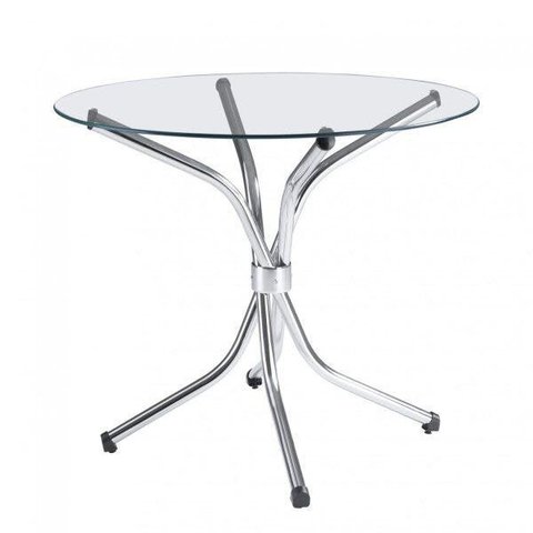 Mesa de Vidro Redonda 4150 Transparente/Cromado