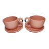 Par Caneca Consumê Flamingo em Porcelana Rosa para Servir Sopa - 8