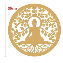 Mandala Buda - Mdf - Cru - Quadro Adesivo - 30cm - 2