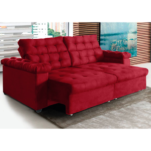 Sofá New Austrália 2 Metros Retrátil Reclinável Suede Vermelho – Sofá na Web