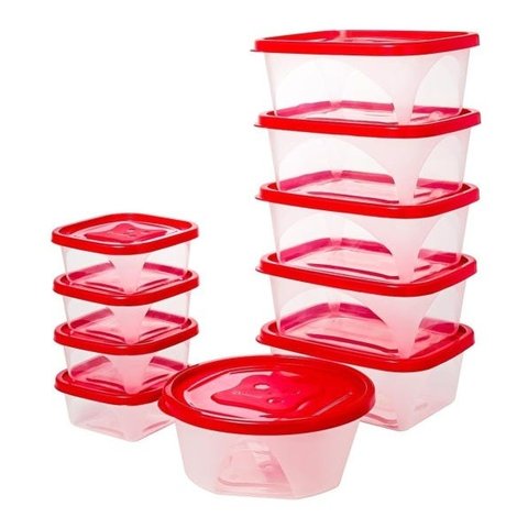 Jogo C/10 Potes Plástico Mantimentos/Alimentos Tampa Barato