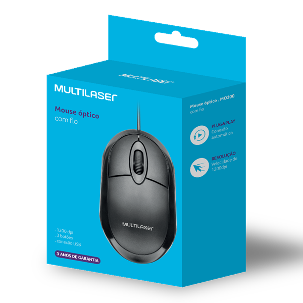 Mouse Classic Box Óptico Full Black USB Multilaser 3 Unidade - 6