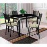 Conjunto De Mesa Tubular Malva Com 4 Cadeiras 151 Tampo De Vidro 107cm SF Preto Fosco Assento Cedro  - 1