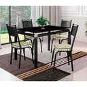 Ver imagem 1 de Conjunto De Mesa Tubular Malva Com 4 Cadeiras 151 Tampo De Vidro 107cm SF Preto Fosco Assento Cedro