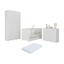 Ver imagem 1 de Quarto de Bebê Completo Berço Americano 3 em 1 Colchão Realeza Multimóveis Mp4607 Branco