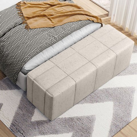 Puff Decorativo Living Sala de Estar 160 cm Roma W01 Linho Cru - Lyam Lyam Decor