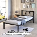 Ver imagem 1 de Cama Solteiro Ferro Bruna 100% Aço Industrial Reforçada com Colchão Resistente para Quartos - Preto