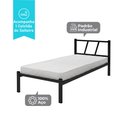 Ver imagem 3 de Cama Solteiro Ferro Bruna 100% Aço Industrial Reforçada com Colchão Resistente para Quartos - Preto