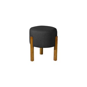 Puff Luxo Redondo com Pés de Madeira Conforto e Sofisticação - Preto