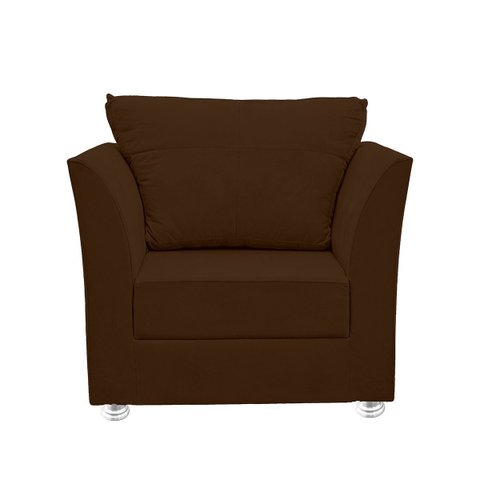 Poltrona Decorativa para Sala e Quarto Lisboa Suede Marrom Rv Decora