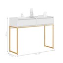 Ver imagem 3 de Aparador Buffet Luce Retrô Industrial 2 Gavetas MDF-MDP 90cm Branco Dourado Mais de Casa