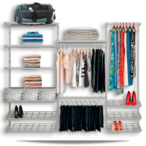 Roupeiro Closet Modulado Aramado Caixas Organizadoras 2,50m - Branco