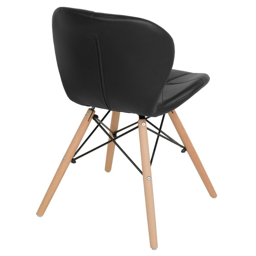 Cadeira estofada Charles Eames Eiffel Slim Wood confort Preto - 4