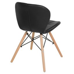 Cadeira Estofada Charles Eames Eiffel Slim Wood Confort Preto - 4
