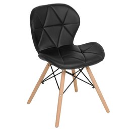 Cadeira Estofada Charles Eames Eiffel Slim Wood Confort Preto - 1