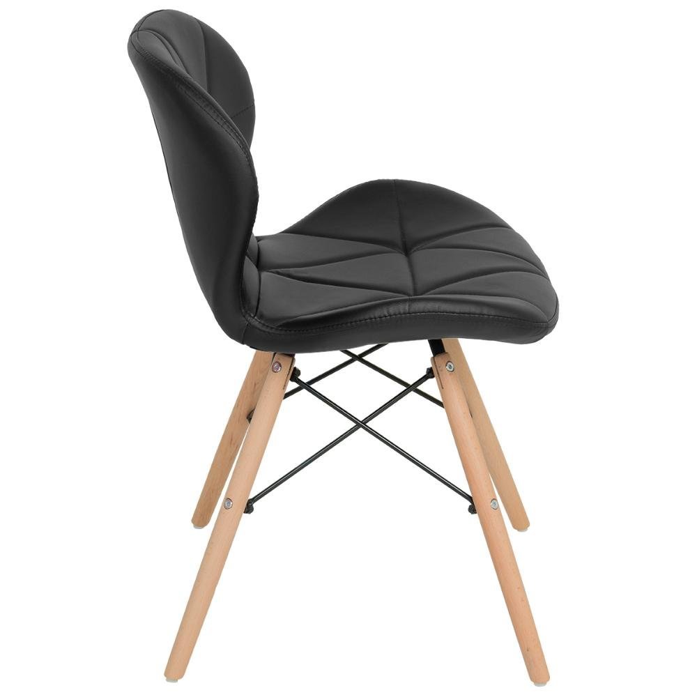 Cadeira estofada Charles Eames Eiffel Slim Wood confort Preto - 2