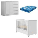 Ver imagem 1 de Berço Americano Tutto New e Cômoda Infantil Eloá Branco Acetinado com Colchão Ortobom