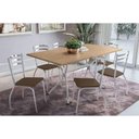 Ver imagem 1 de Conjunto: Mesa de Cozinha Loire C/ Tampo de Madeira 160cm e 6 Cadeiras Portugal Cromada/nogueira -
