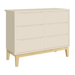 Jogo de Quarto Infantil Classic Cômoda 6 Gavetas e Berço Areia Fosco com Pés Madeira Natural - - 2