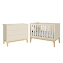Ver imagem 1 de Jogo de Quarto Infantil Classic Cômoda 6 Gavetas e Berço Areia Fosco com Pés Madeira Natural -