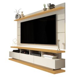 Rack com Painel Vivare Off White com Nature - Giga Móveis - 6