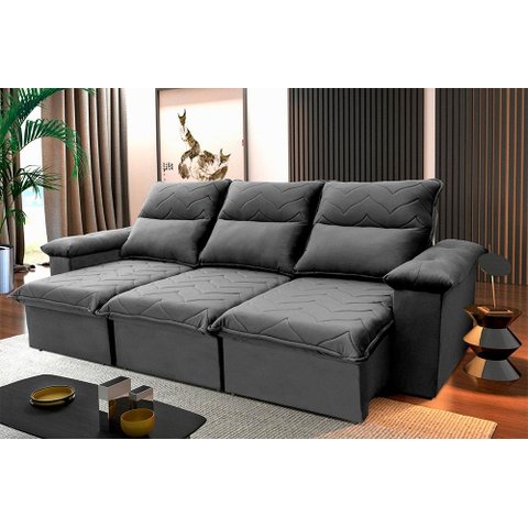 Sofá Retrátil Reclinável Paris 230cm Suede Velut com Molas no Assento - King House