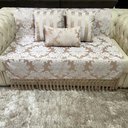 Ver imagem 3 de Kit Manta Medalhão, 2 Capas de Almofadas e 1 Almofada Retangular Bege Cobre 45cmx45cm