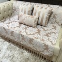 Ver imagem 1 de Kit Manta Medalhão, 2 Capas de Almofadas e 1 Almofada Retangular Bege Cobre 45cmx45cm