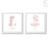 Kit 2 Quadros - Bailarina Flores Rosa Branca - 1