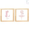 Kit 2 Quadros - Bailarina Flores Rosa Branca - 4