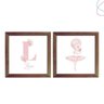 Kit 2 Quadros - Bailarina Flores Rosa Branca - 5