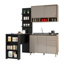 Ver imagem 2 de Cozinha Completa 4 Peças com Bancada Mesa Gourmet Armário Aéreo e Balcão de Pia Mel Luciane Móveis